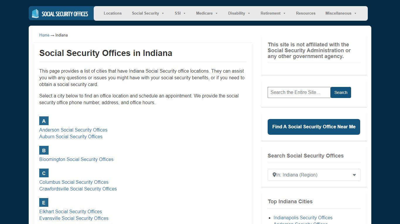 Indiana Social Security Office Locations