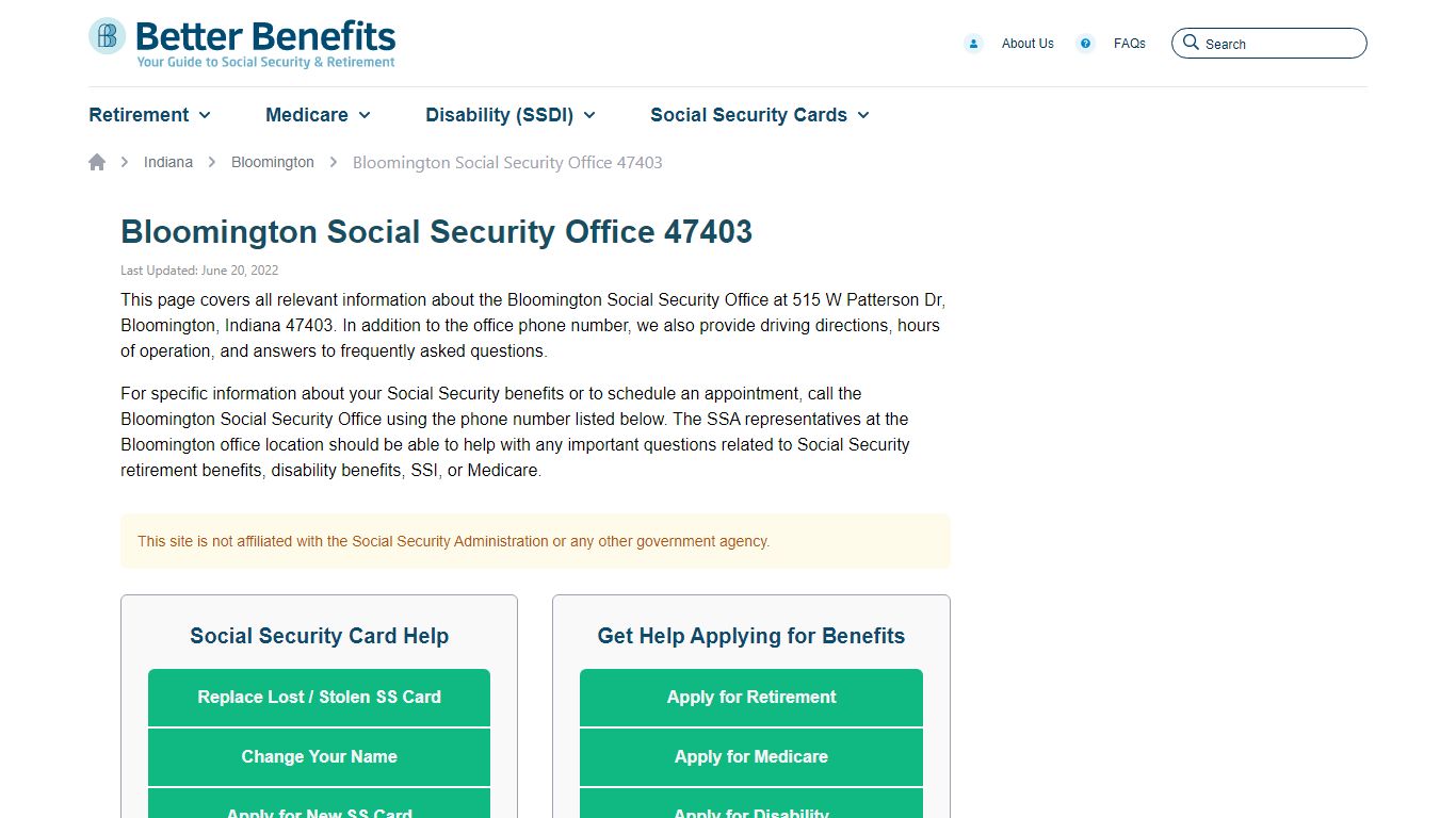 Bloomington, IN Social Security Office 47403 - Hours, Phone ...