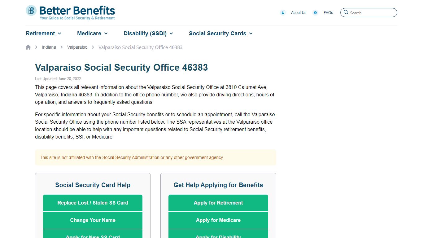 Valparaiso Social Security Office 46383 - Better Benefits Guide